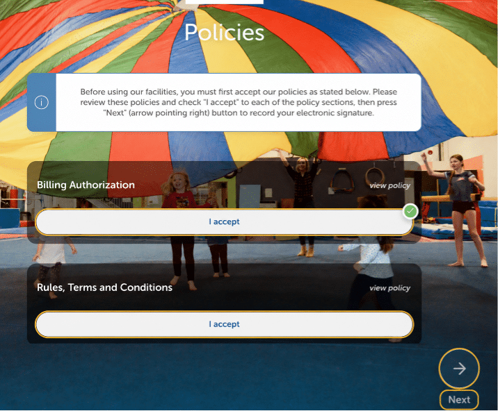 Read and accept all policies, then select Next