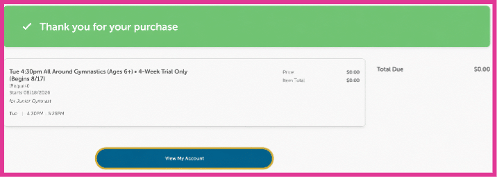 After submission, select View My Account