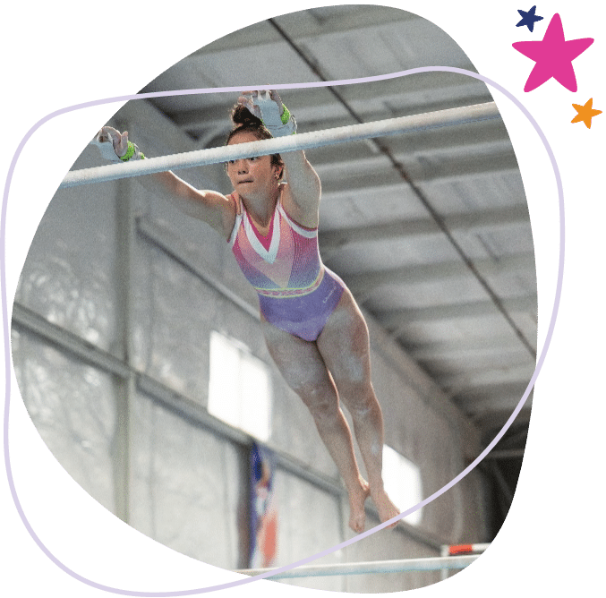 Gymnast on the Uneven Bars