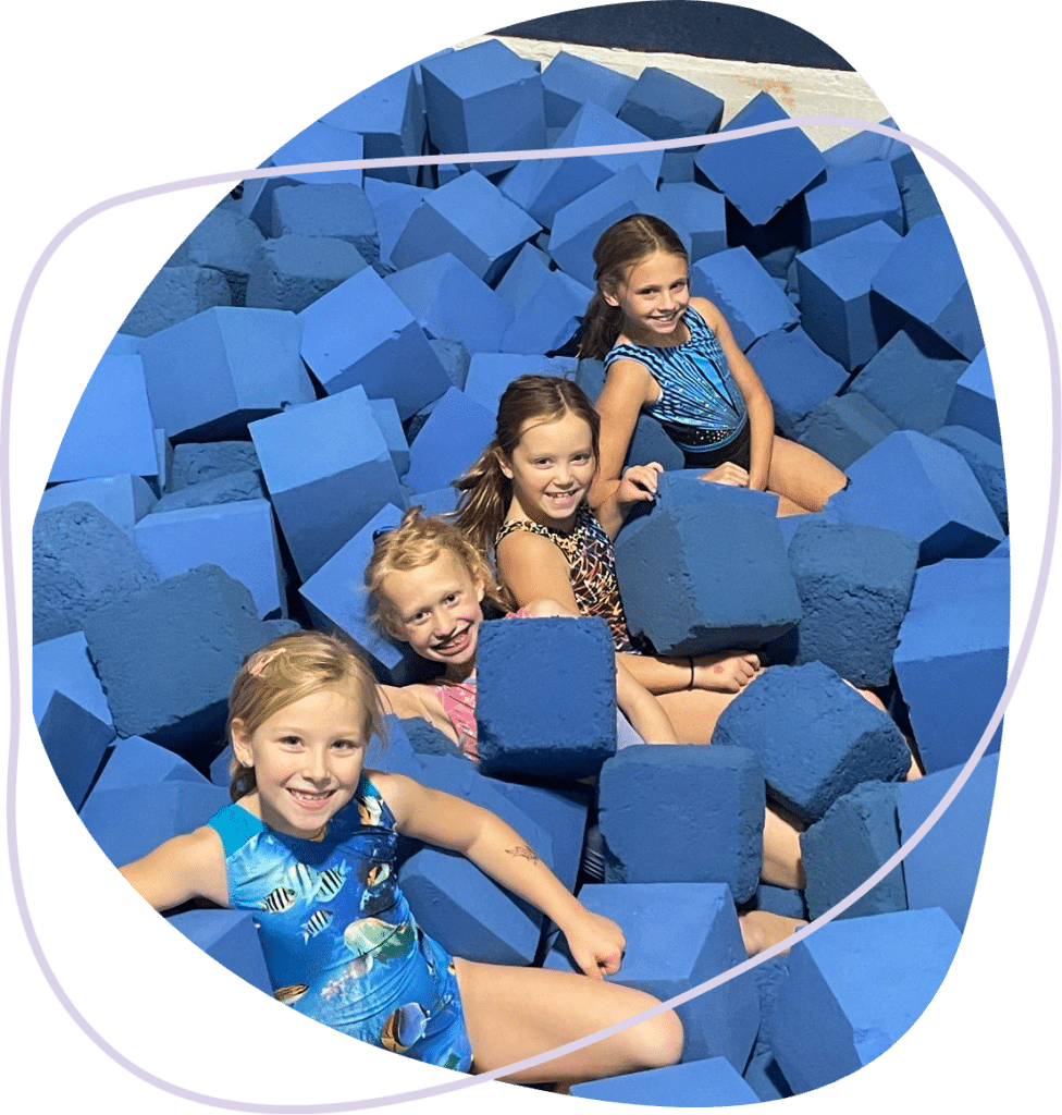 Gymnasts in the foam pit